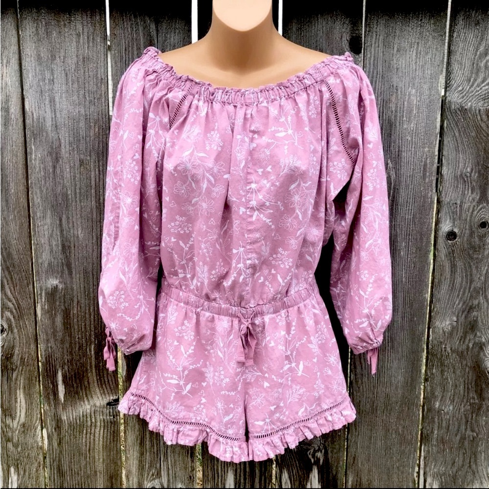 New Victoria’s Secret Lightweight Off The Shoulder Romper lilac floral Medium - Picture 5 of 12